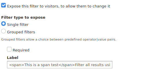 Drupal 8 Views - Markup inside labels?
