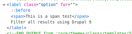 Drupal 8 Views - Markup inside labels?